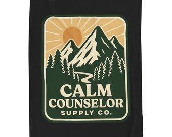 Calm Counselor Decke - Natur inspirierter Samtüberwurf, rustikales Therapeuten Geschenk, gemütliches Bürodekor für psychische Gesundheit, Bergszene Decke