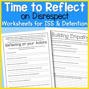 生徒の行動を振り返るワークシート | 不敬、居残り、ISS規律に関するリソース | 教室管理とカウンセリングツール