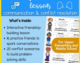 Friendship and Social Skills Lesson for Kids | Making Friends, Conflict Resolution and SEL Activities for School Counseling & Classroom