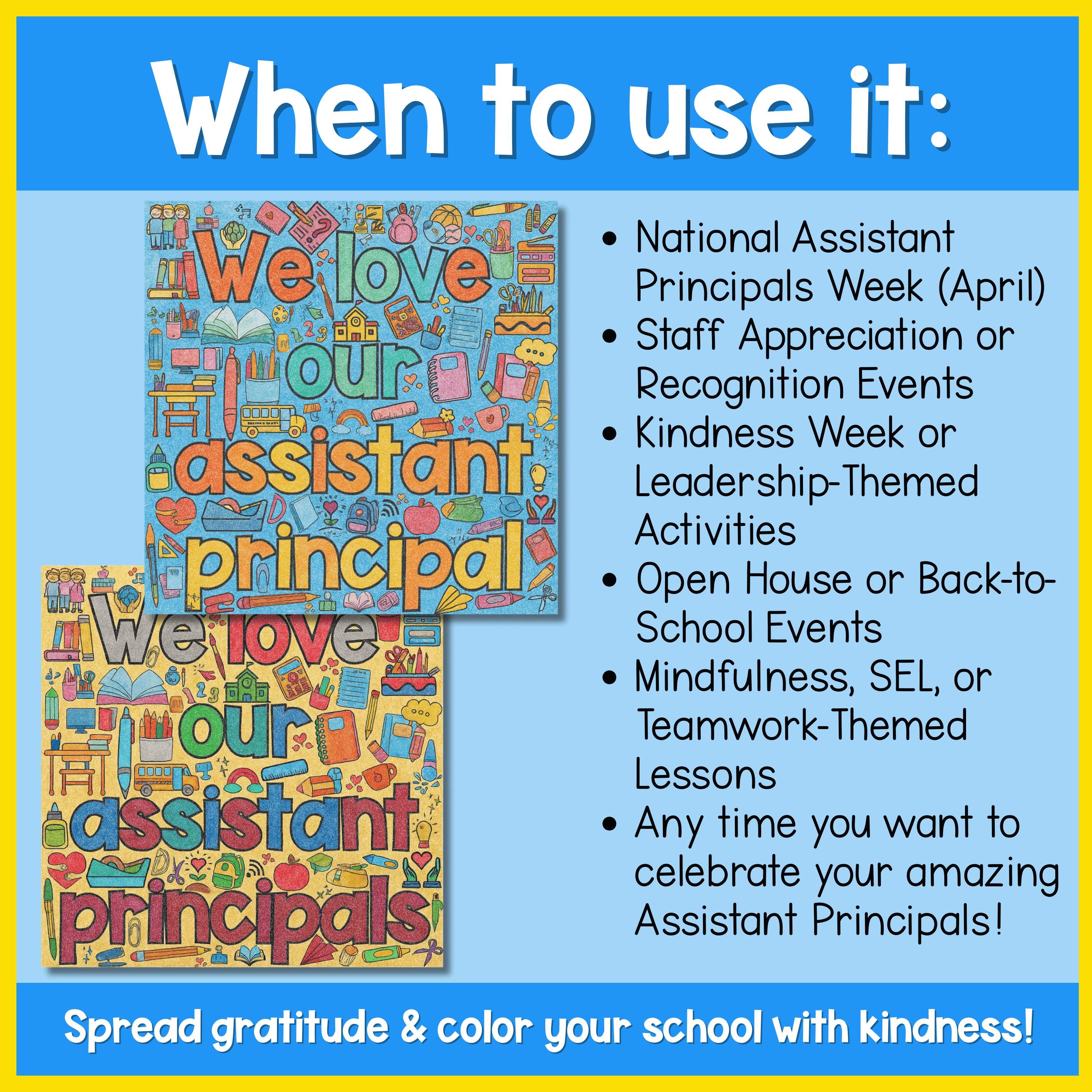We Love Our Assistant Principal Collaborative Coloring Poster • Staff ...