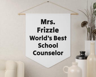 Personalized School Counselor Pennant, Motivational Wall Decor, School Counselor Appreciation Gift, Custom Banner