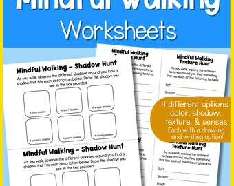 Mindful Walking Worksheets | SEL Reflection Prompts for Kids, Teens and Classroom Counseling | Outdoor & Indoor Mindfulness Anxiety Activity