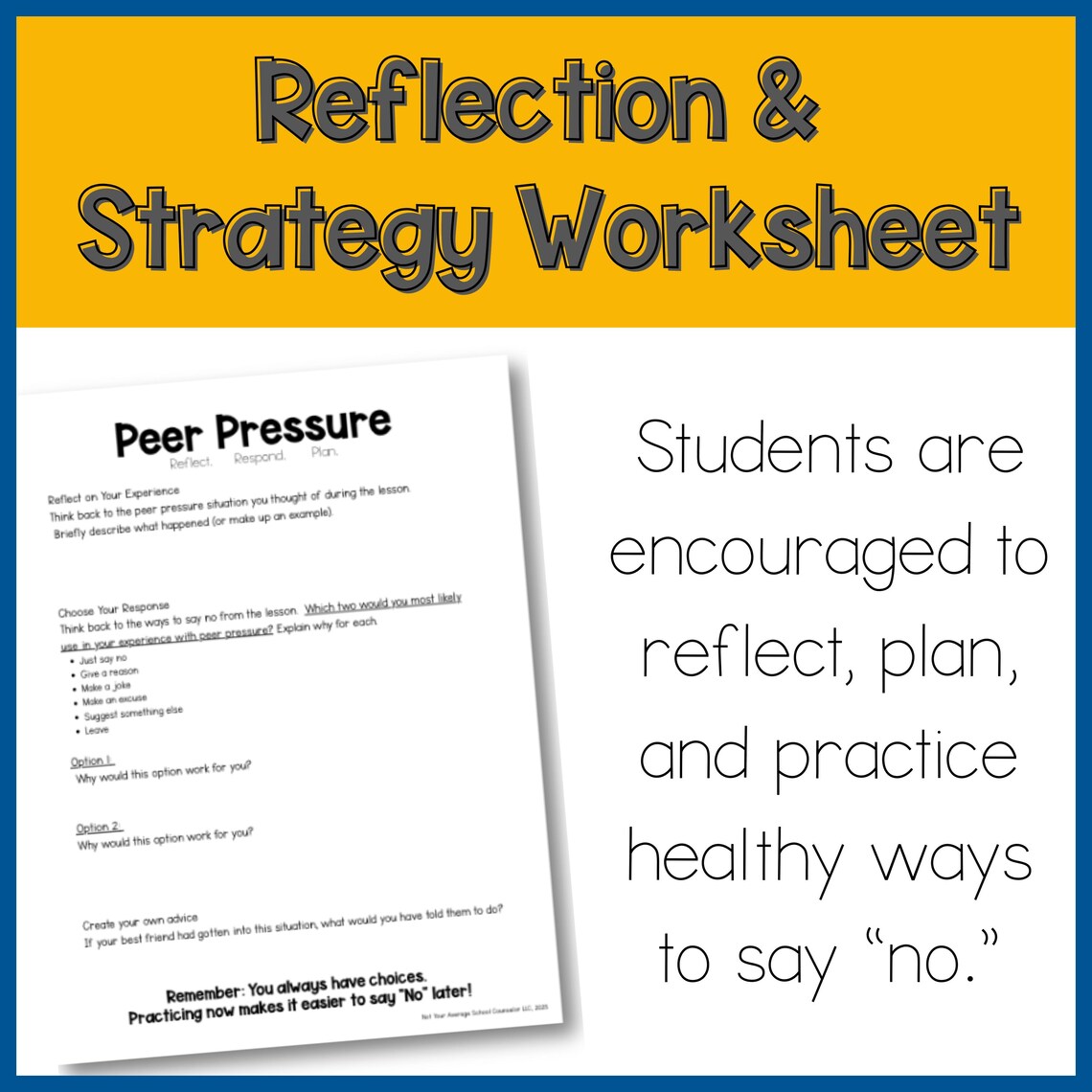 Peer Pressure Lesson With Scenario Cards and Worksheet | Middle & High ...