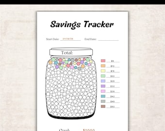 Printable Savings Tracker| Saving Jar Tracker| Money Saving Tracker| Budget Goal Tracker| Saving Goal Tracker| Digital Savings Tracker A4 A5
