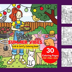 30 Girly Summer Vibes Coloring Book| Bold and Easy Coloring Book| Cute Coloring Pages| Adults & Teens Coloring Pages| Coloring Pages Bundle
