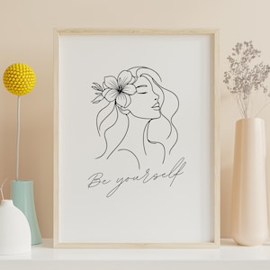 Be Yourself Svg| Be Yourself Pdf Png| Retro Shirt design| Woman Line Art Svg| Motivational Quote| Be Yourself Cricut Svg| Wall Art Printable