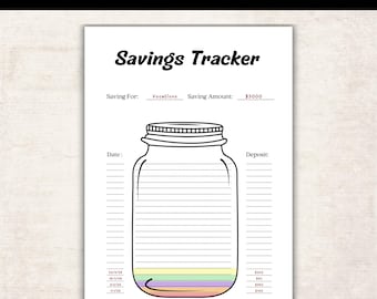 Printable Savings Tracker| Savings Jar Tracker| Money Savings Tracker| Finance Tracker| Savings Goal Tracker| Digital Savings Tracker A4 A5