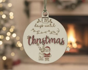 Digital Days Until Christmas Countdown Calendar Bauble Svg Laser Cutting Files - Svg File For XTool Glowforge and other Laser Cutters