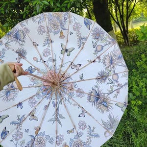 Botanical Print Travel Umbrella: Compact, Foldable, UV Protection
