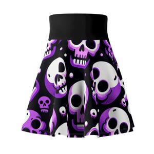 Gothic Skull Print Skater Skirt - Perfect for Music Festivals, Halloween Parties, Punk Style, Casual Wear, Alternative Fashion