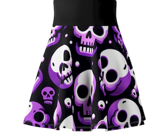Gothic Skull Print Skater Rock - Perfekt für Musik Festivals, Halloween Partys, Punk Style, Freizeitkleidung, Alternative Mode