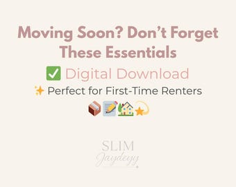 First Apartment Essentials Checklist PDF – Printable New Apartment Move-In Guide – Renter Must-Haves – Moving Planner