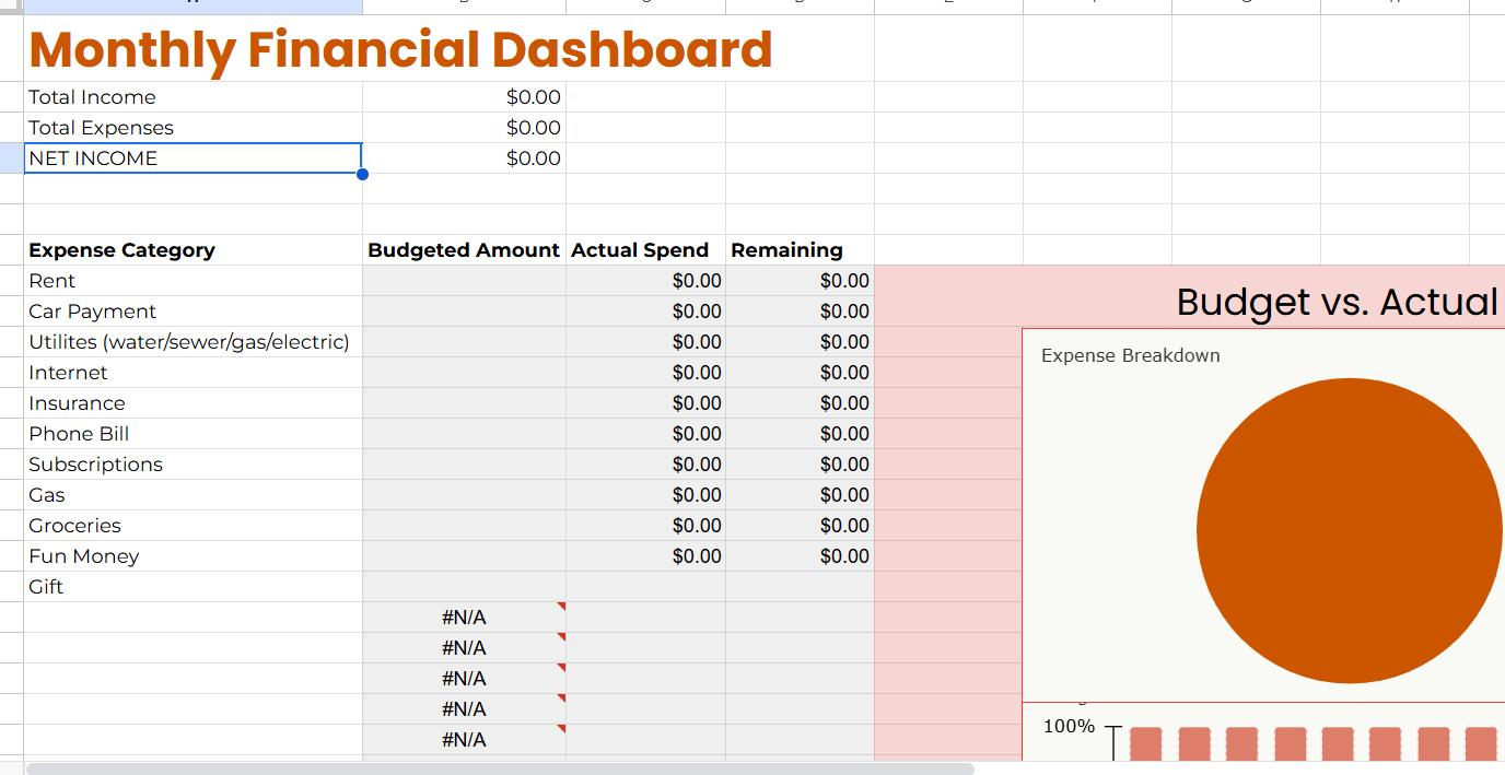 Editable Google Sheets Budget Template | Monthly Expense Tracker | Slim ...