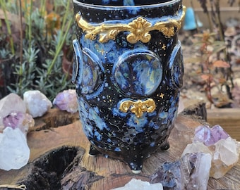 Handgefertigte Keramik Mondphase Manifestation Mug