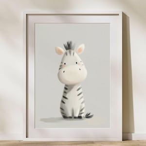 Safari Zebra Nursery Print - Baby Animal Wall Art, Jungle Theme Digital Download, Kids Printable, Gender Neutral Kids Room Decor
