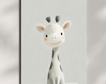 Safari kinderkamer kunst - babygiraf afdrukbare muurkunst, jungle dieren digitale download, minimalistische kinderkamer decor, genderneutraal babycadeau