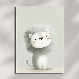 Baby Lion Nursery Wall Art - Cute Safari Animal Print, Digital Download, Jungle Theme Kids Room Decor, Neutral Safari Poster