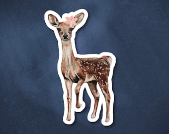 Hjortlilja-klistermärke, söt illustrerad klistermärke, Y2K Preppy Chic-klistermärke, djur cool tjej-klistermärke, estetiskt fawn hind-grafikklistermärke