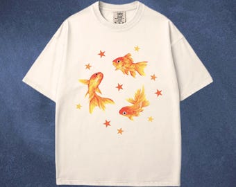 Goldfish T-Shirt, Star Aesthetic, Cute T-Shirt, Beachy Shirt, Grunge Y2K Tee, Cool Vintage Retro T-Shirt Gift, Comfort Colors Unisex T-Shirt