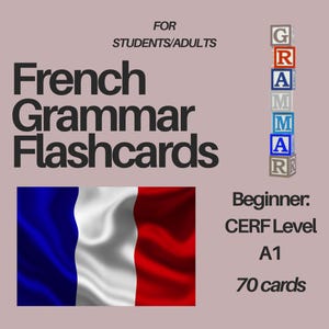 French A1 Grammar Flashcards | Beginner French Study Aid | Printable Language Learning Resource