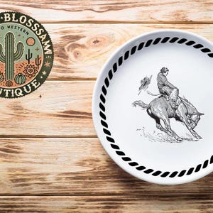 Rustic Western Riding Horse Ceramic Plates
