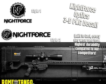 Calcomanía de NightForce Optics - Calcomanía de pistola - Adhesivo UV 3D PNG - Adhesivo de la Segunda Enmienda - Adhesivo de EE. UU.