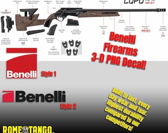 Calcomanía de armas de fuego Benelli - Calcomanía para pistola - Adhesivo UV 3D PNG - Adhesivo de la Segunda Enmienda - Adhesivo de EE. UU.