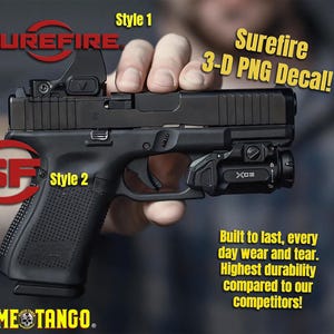 SureFire Decal - Gun Decal - 3D png UV sticker - 2nd Amendment decal - USA sticker