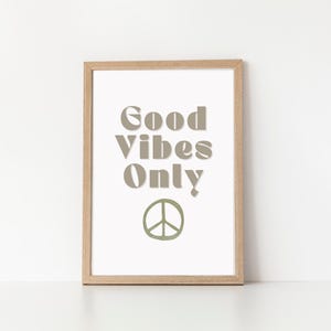 Arte de pared "Good Vibes Only", arte de pared bohemio, citas inspiradoras, decoración bohemia, póster "Good Vibes", decoración de guardería bohemia, decoración infantil, habitación infantil.