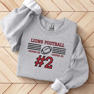 Custom Football Team Name & Number Sweatshirt Football Mom Shirt Football Team Shirt Gift for Mom High School Football Season Spirit Shirt