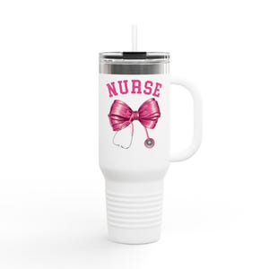Nurse Insulated Travel Mug, 40oz - Perfect for Nurses, Gift for Healthcare Workers, Hot & Cold Drink Tumbler, Travel Mug with Straw