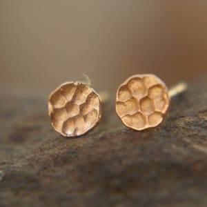 rose Gold Dotted  Studs//3-8 mm Tiny Earrings //Handcrafted Earrings//Minimalist Jewelry// Wedding Earrings//hammered gold studs//solid gold