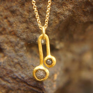 solid 22k gold pendant//gold charm necklace//gemstone pendant//rough diamond pendant//22k gold pendant//solid gold diamond charm//SOLID GOLD