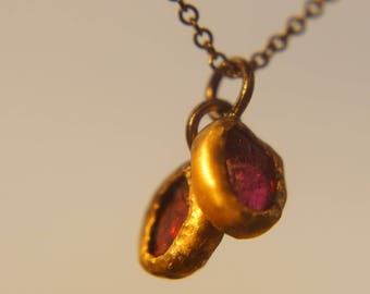 small 4-5 mm pendant/solid 24k gold pendant//gold charm necklace//gemstone pendant///24k gold pendant//24k gold uncut gem//24k gold necklace