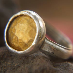gold and silver ring , 24k yellow gold , artizan handmade one of a kind, kuem boo gold ring , large unique gold ring, bimetal large ring