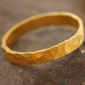 24k wedding band//24k yellow gold//artisan hammered handmade//fine gold ring// mans gold ring//unisex solid gold//24k gold wedding band ring