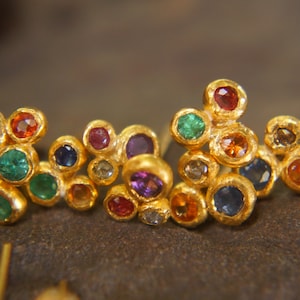 24k solid gold//ruby & diamond//diamond gold Earrings//24k stud earrings//gold earrings//ruby earrings //24k gold studs