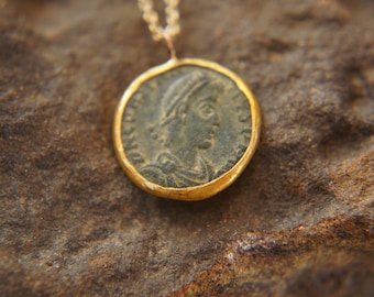 old coin necklace,24k gold pendant,  old coin necklace,Ancient Greek Coin, ancient coin jewelry, unique gold pendant, 24k solid gold pendant