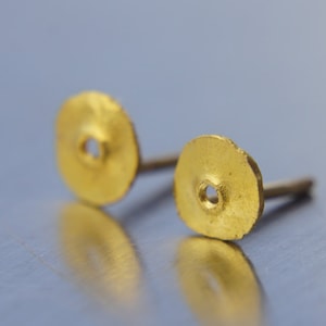 24K Gold studs  Studs -Tiny Earrings - Handcrafted Earrings- Minimalist Jewelry- Wedding Earrings-biblical jewelry collection - solid gold