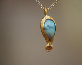 Artisan Boho Handmade Pendant Blue Opal