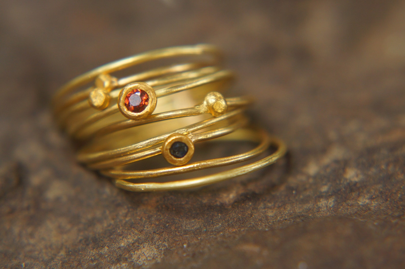 22k Gold Stacking Ring//unique Engagement Ring//handmade One | Etsy