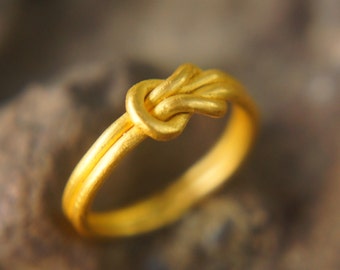 24k gold knot ring//artisan handmade ring//24k yellow gold ring//fine gold ring//24k gold wedding band ring//gold knot ring