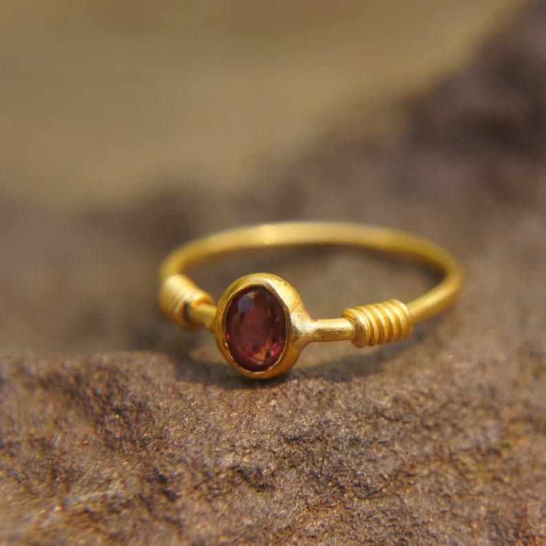 24k gold red sapphire ring//artisan red sapphire ring//24k gold ring//24k gold hand made sapphire ring//artisan gold sapphire ring image 1