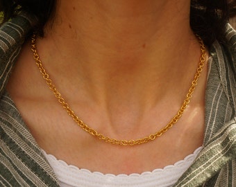 24k gold links necklace//24k handmade links necklace//gold artisan chain//24k gold chain necklace//artisan gold necklace