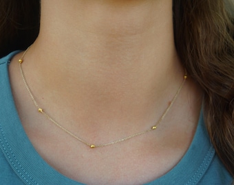 24k gold nugget necklace//24k gold necklace//tiny nugget necklace//24k necklace//artisan chic necklace//everyday gold necklace
