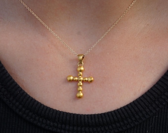 24k gold cross pendant cross//gold artisan cross//24k gold cross pendant//diamond gold cross//pebble 24k cross//artisan nugget gold cross
