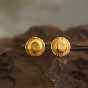 24K Gold studs// 24k gold studs//24k designer studs//biblical jewelry collection//24k gold//dome gold studs//24k earrings//pure gold studs