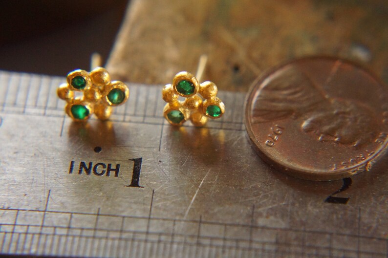 24k Gold Jewelry//green Emerald Studs//24k Gold Studs//24k Etsy Australia