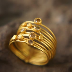 22k gold diamond stacking//gold diamond ring//handmade one of a kind//boho engagement ring//22k gold nugget ring//gold diamond stacking ring