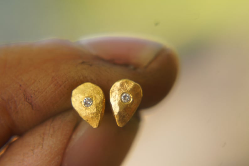 Black Friday Sale Diamond Drop Studs gold Diamond Etsy